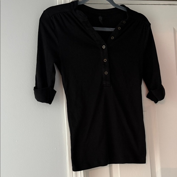 Victoria’s Secret Tee shop Black Button-Up Henley Shirt - Picture 1 of 3